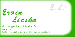 ervin licska business card